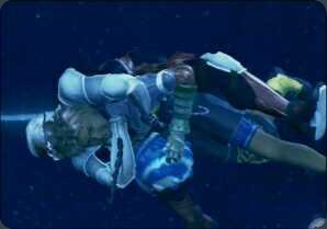 Tidus gets tackled...or the closest thing to it.